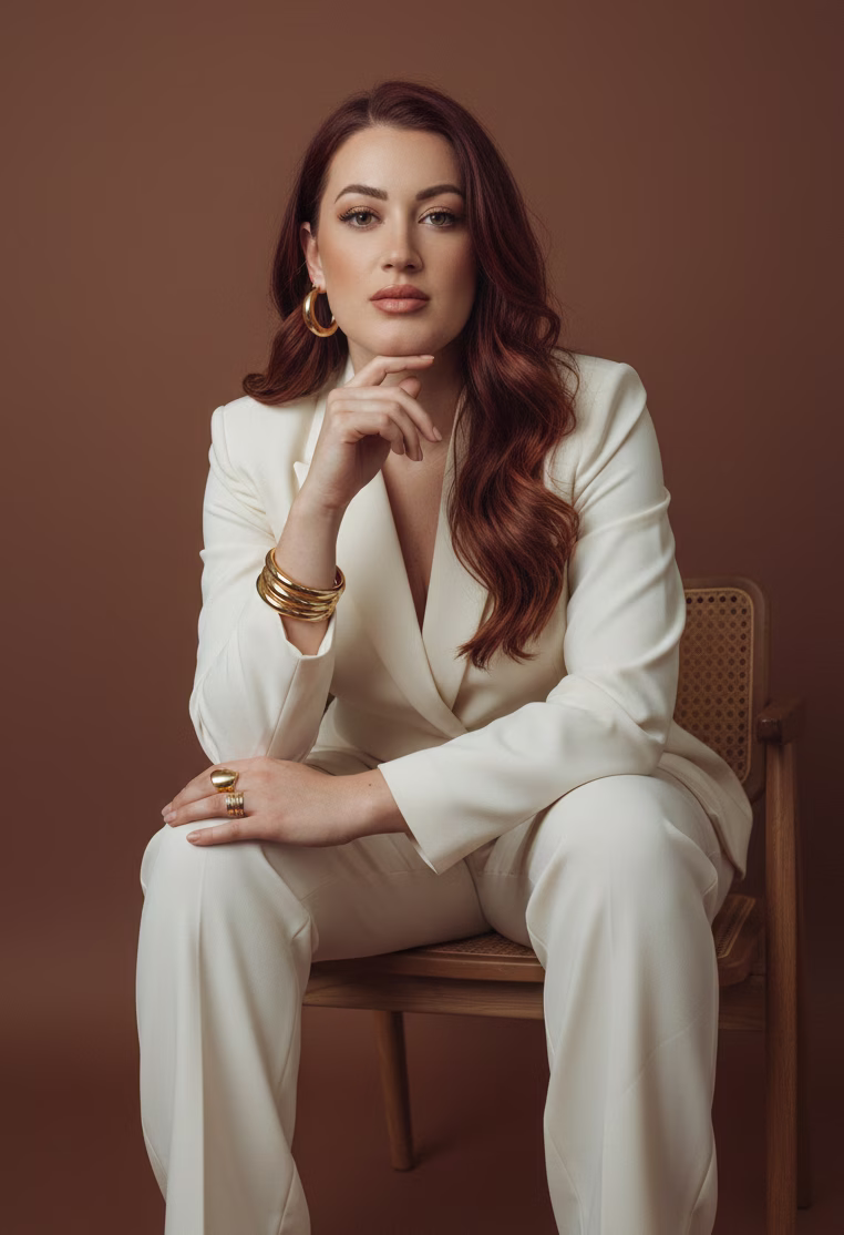 Brenda Cazares, beauty business expert, posing professionally against a clean white background.