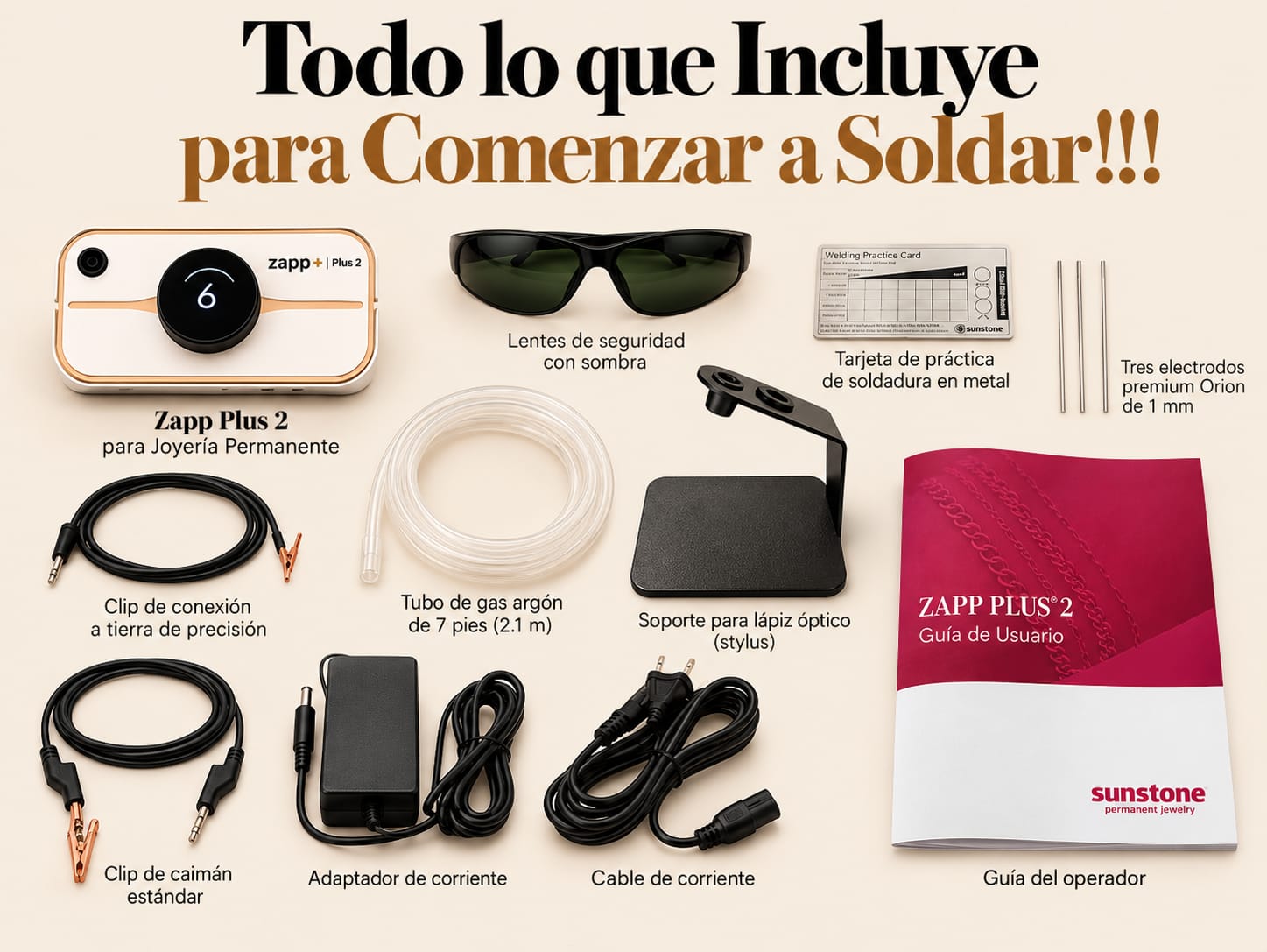 Todo lo que incluye · Lo que viene en la caja de la Zapp Plus 2.
